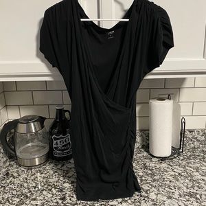 Express Deep V neck, rouched mini dress
